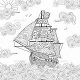 Coloring Pages Ship Book Sailing Wave Ornate Graphicriver Books Adult sketch template