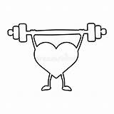 Heart Barbell Isolated Background Cartoon Vector Illustration Linear Hands Stock Icon Lifting Heavy sketch template