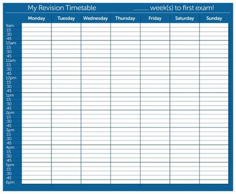 blank timetable small revision timetable timetable template gcse