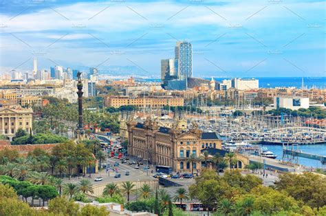 aerial view  barcelona high quality architecture stock  creative market