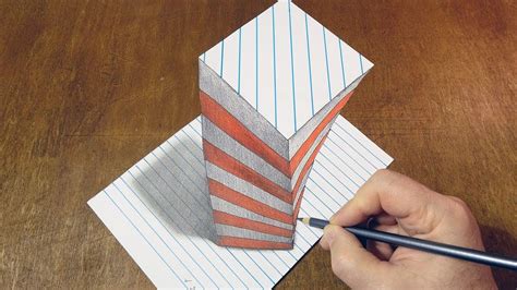 draw  illusion   paper drawing big screwed object