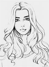 Coloring Realistic Pages Girl People Drawings Beautiful Girls Face Drawing Flower Visit sketch template