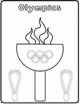 Coloring Olympic Pages Games Olympics Sports Crafts Winter Summer Torch Flag Template School sketch template