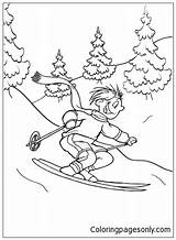 Coloring Pages Skiing Downhill Skier Mountains Color Getcolorings Online Worksheet sketch template