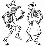 Calaveras Bailando Skeletons Muertos Mexicanas Pareja Cholo Bxn Thecolor sketch template