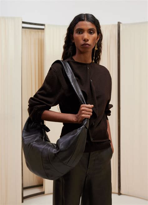 large croissant bag  dark chocolate lemaire