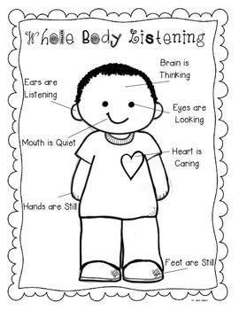 body listening coloring pages  body listening