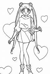 Sailor Moon Coloring Pages Usagi Dibujos Tsukino Para Color Colorear Girl Cat Luna Girls Tumblr Colouring Dibujo Printable Cartoon sketch template