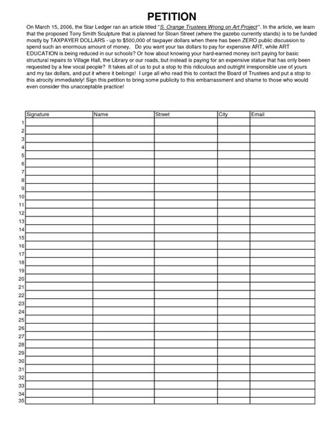 blank petition templates  printable templates