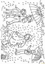 Spring Showers Enjoying Kids Pages Coloring Online Color sketch template
