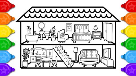 house drawing  colouring  coloring pages