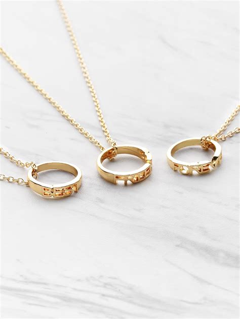 ring embellished friendship pendant necklace pcs