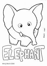 Coloring Elephant Mewarnai Hewan Animals Gajah Winry Marini 2005 Animal Illustration Line sketch template