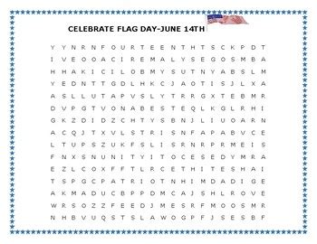 celebrate flag day word search  house  knowledge  kindness