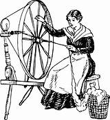 Spinning Wheel Clipart Woman Using Girl Template Coloring sketch template