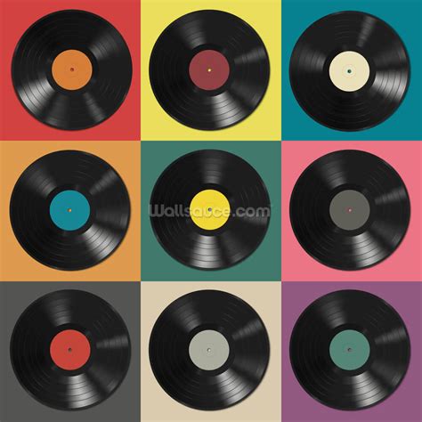 colourful vinyl records wallpaper wallsauce