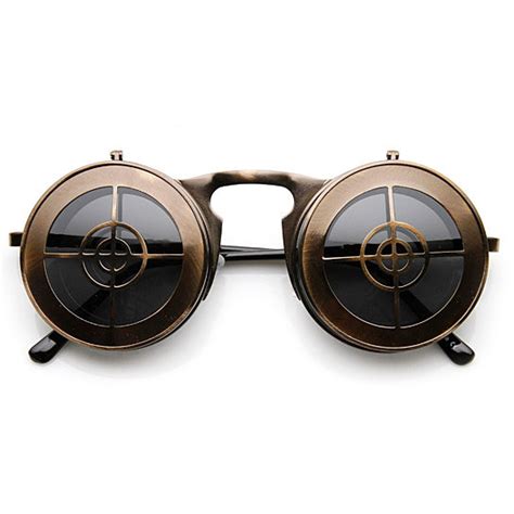 flip up sharpshooter steampunk glasses bronze