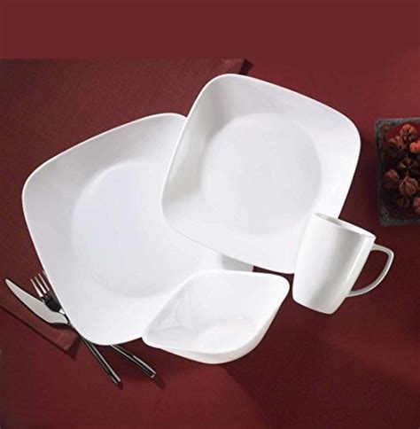 corelle square  piece dinnerware set pure white service