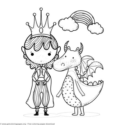 printable dragon  princess coloring pages
