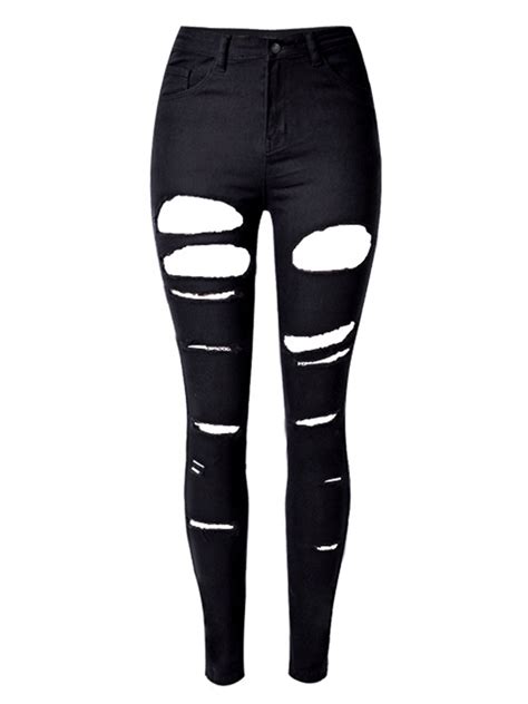 Black High Waist Ripped Skinny Jeans Chic199703 Withchic