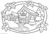 Christmas Coloring Pages Tree Frame Xmas Inside Houses Books sketch template