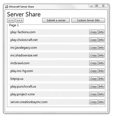 minecraft server share advanced server information list minecraft mod