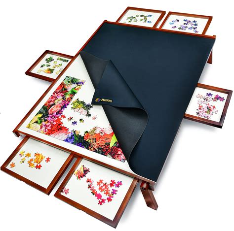 jigsoo  piece puzzle board wooden jigsaw puzzle table  saver