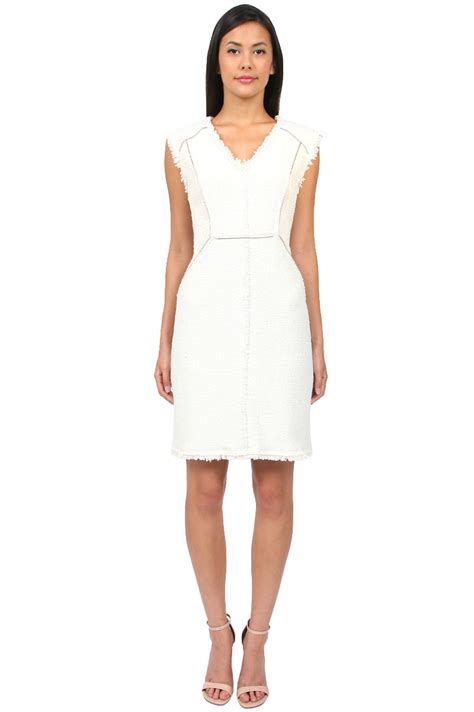 Rebecca Taylor Zip Tweed Combo Dress In White Celeste Lyst