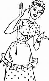 Housewife Clipart Drawing Hausfrau Homemaker 50s Svg Dona Gerne 50er Presenter Thecaregiverspace Glückliche Feliz Retroclipart sketch template