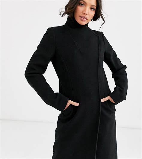 asos design tall nette jas met overslag aan de voorkant  zwart tall fashion