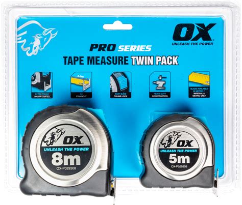 ox pro ss tape measure mm twin pack tilers trade tools  tiling