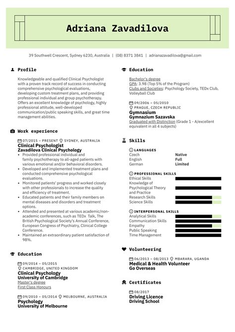 psychologist resume sample kickresume