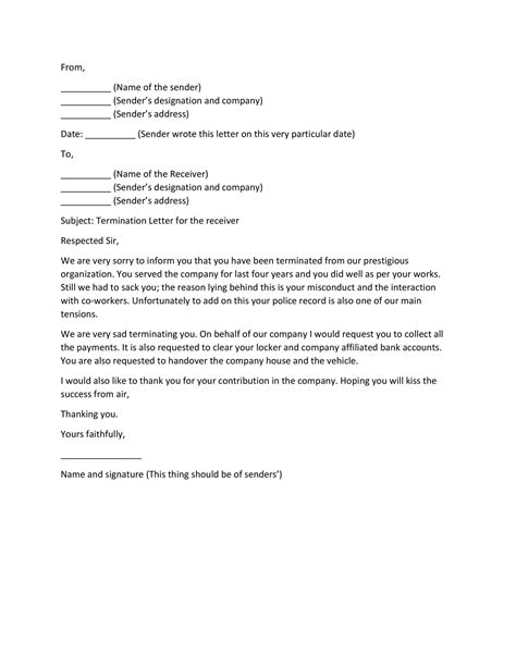 35 perfect termination letter samples [lease employee contract]