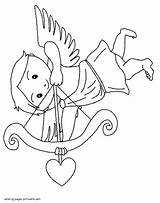 Coloring Pages Cupid Valentine Printable Bow Valentines Holidays Print sketch template