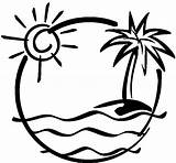 Beach Summer Coloring Pages Themed Clip Clipart Umbrella Kids Drawing Scene Sunset Drawings Cartoon Scenes Theme Printables Cliparts Fun Beaches sketch template