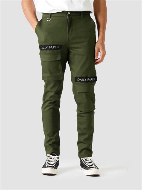 daily paper cargo pants olive green spa  freshcotton