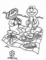 Picnic Coloring Pages Street Sesame Family Eating Relaxing Color Netart Book sketch template