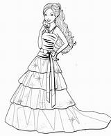 Barbie Coloring Pages Dress Fashion Girls Girl Dresses Drawing Model Little Printable Beautiful Print Colouring Color Sheets Vintage Doll Wedding sketch template