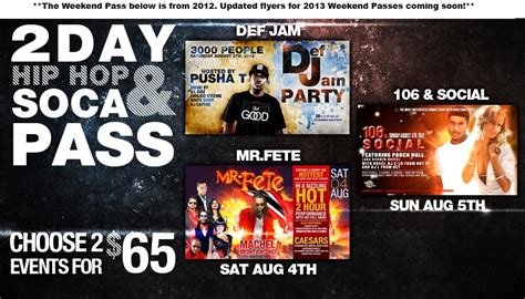 2 Day Soca And Hip Hop Pass Sat And Sun Caribana Info And Tickets