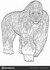 Dieren Volwassenen Gorilla Volwassen Stockvector U2014 sketch template