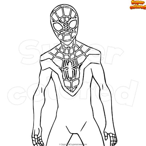 coloring page spiderman miles morales supercoloredcom