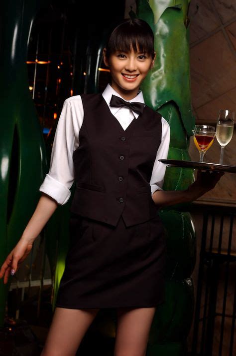 waitress women wearing ties waiter uniform black bow tie