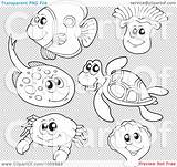 Sea Animals Coloring Digital Outlines Collage Illustration Clip Royalty Vector Visekart Transparent Background Regarding Notes Quick sketch template