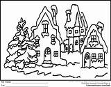 Village Coloring Christmas Pages Printable Clip Winter Drawing Clipart Copyright Color Scene Teacher Kids Getcolorings Print Holiday Sheets Line Clipground sketch template