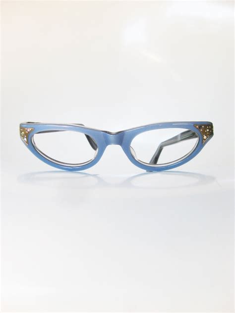 vintage 1960s blue cat eye eyeglasses glasses pastel etsy