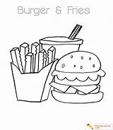 Burger Coloring Pages Fries Hot French Dog Hamburger Sheet Kids Drink Popular sketch template