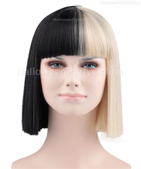 Halloween Party Online Sia Black And Blonde Wig Small Costume Cosplay Hw