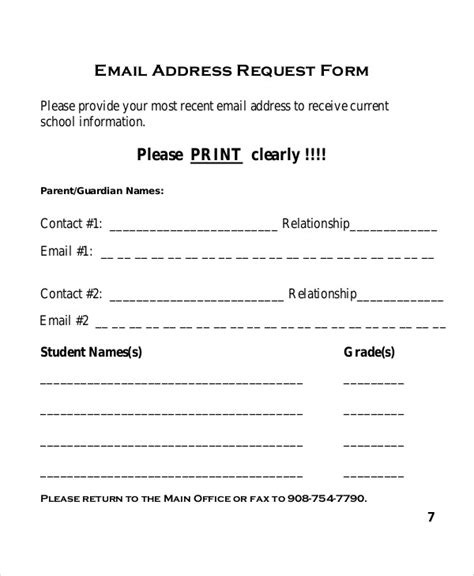sample address request forms  ms word