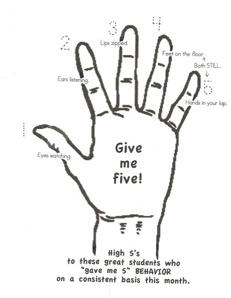 Give Me Five Classroom Management Poster Classroom Freebies