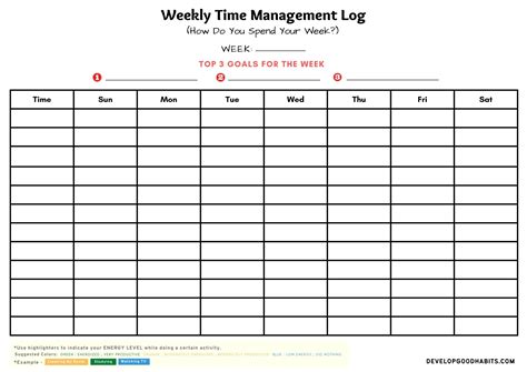 time management worksheet  students adults accurate news